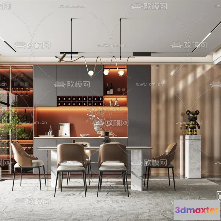 1575376 - Luxury Style Interior 3D Blocks - Dining Room 3D Model - 178 3D Max