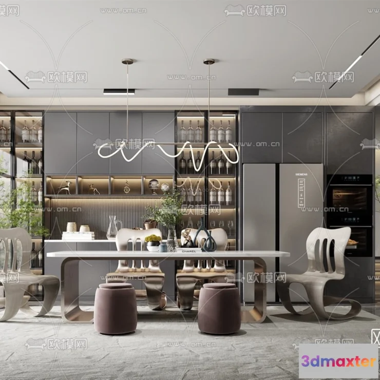 1575380 - Luxury Style Interior 3D Blocks - Dining Room 3D Model - 180 3D Max