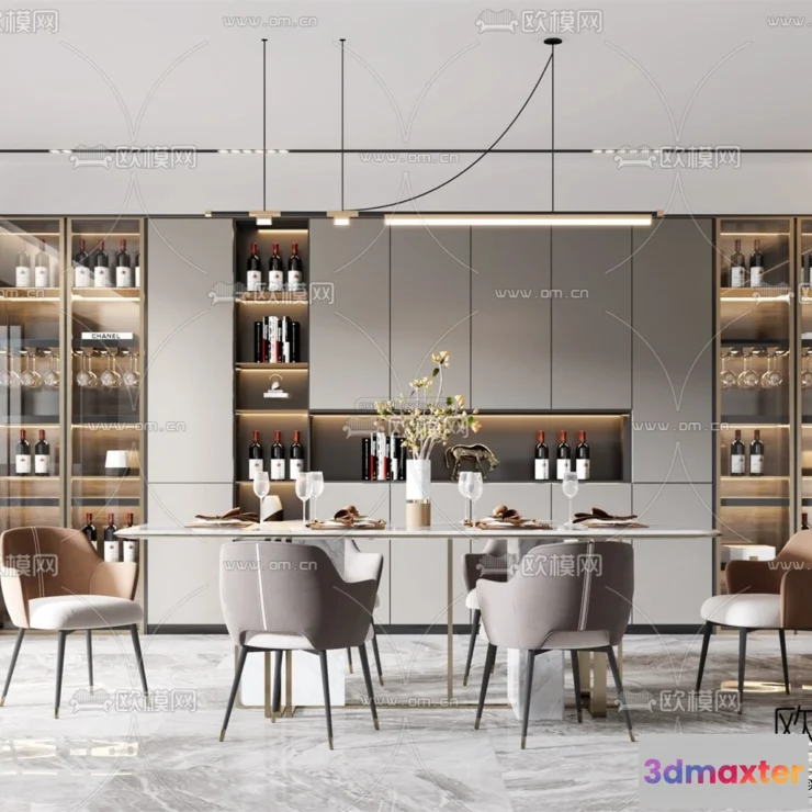 1575386 - Luxury Style Interior 3D Blocks - Dining Room 3D Model - 183 3D Max