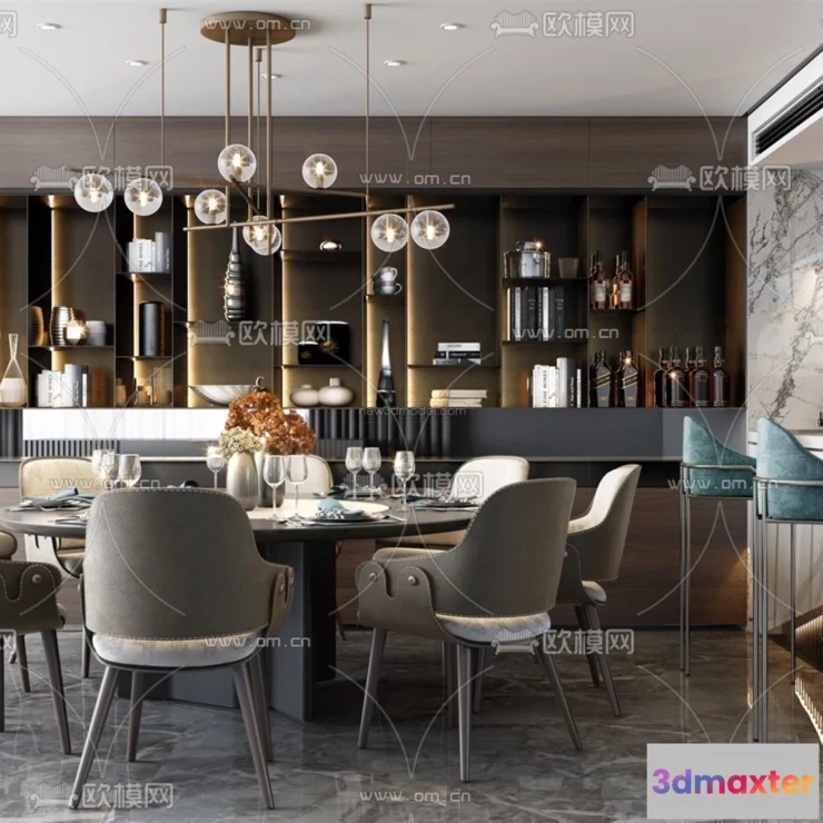 1575412 - Luxury Style Interior 3D Blocks - Dining Room 3D Model - 196 3D Max