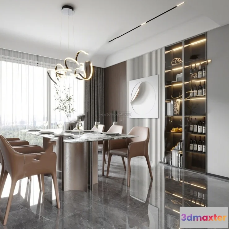 1575426 - Modern Style Interior 3D Blocks - Dining Room 3D Model - 151 3D Max