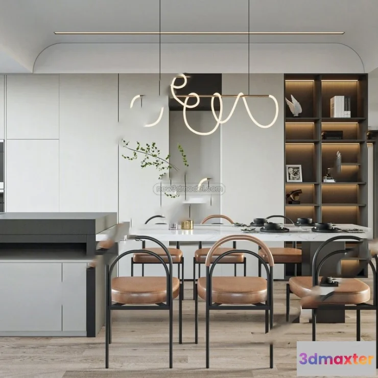 1575428 - Modern Style Interior 3D Blocks - Dining Room 3D Model - 152 3D Max