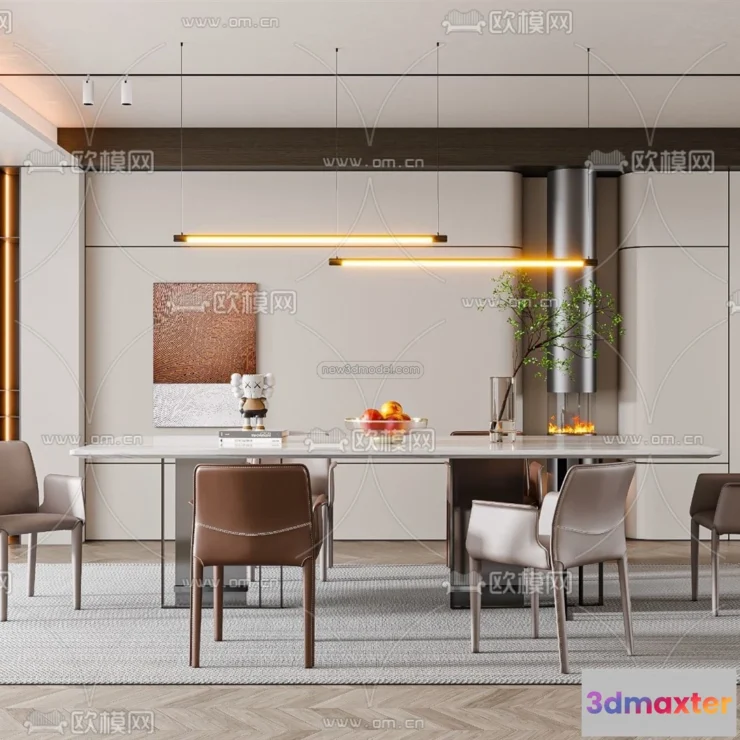 1575434 - Modern Style Interior 3D Blocks - Dining Room 3D Model - 155 3D Max