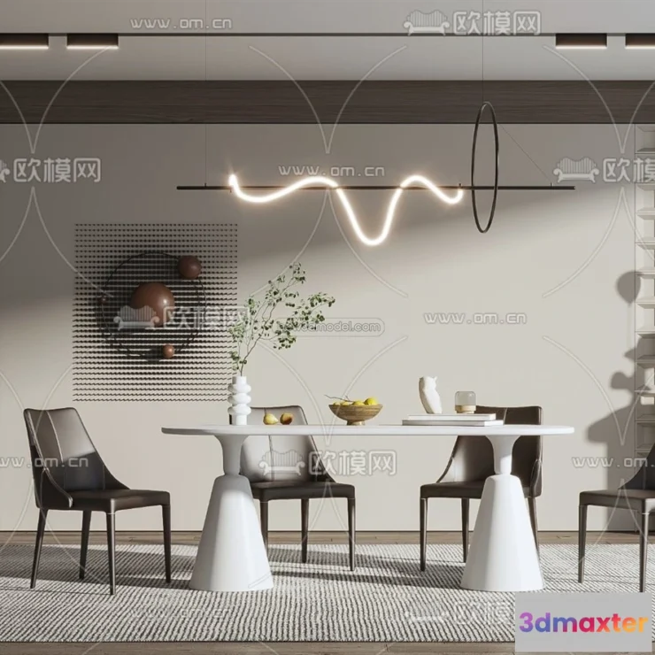 1575450 - Modern Style Interior 3D Blocks - Dining Room 3D Model - 163 3D Max