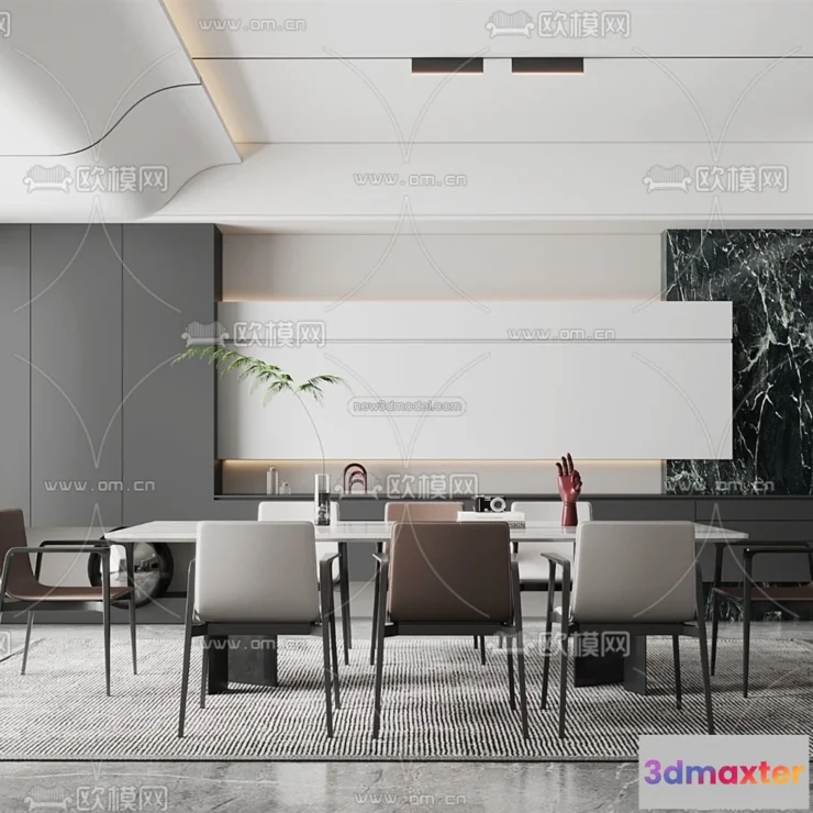 1575452 - Minimalist Style Interior 3D Blocks - Dining Room 3D Model - 224 3D Max
