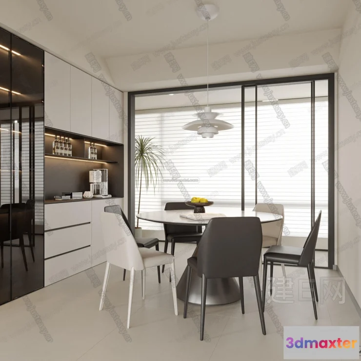 1575458 - Minimalist Style Interior 3D Blocks - Dining Room 3D Model - 227 3D Max