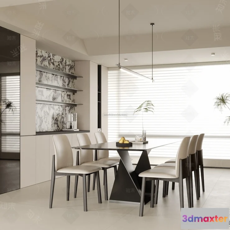 1575462 - Minimalist Style Interior 3D Blocks - Dining Room 3D Model - 229 3D Max