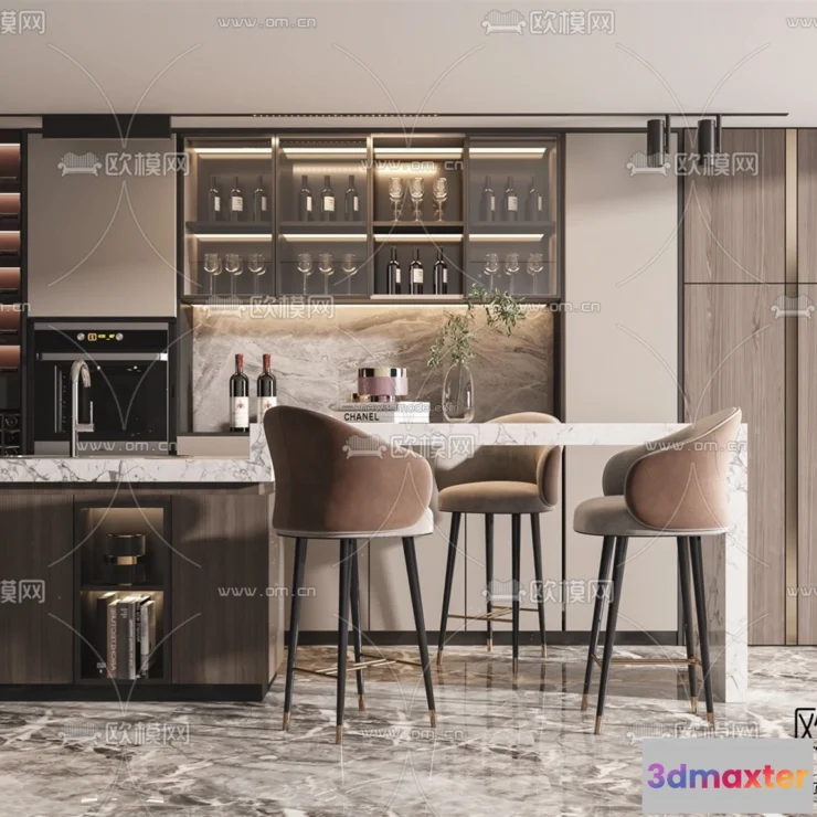 1575464 - Minimalist Style Interior 3D Blocks - Dining Room 3D Model - 230 3D Max