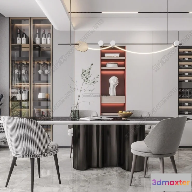 1575466 - Minimalist Style Interior 3D Blocks - Dining Room 3D Model - 231 3D Max