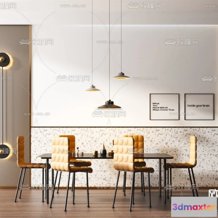 1575468 - Minimalist Style Interior 3D Blocks - Dining Room 3D Model - 232 3D Max