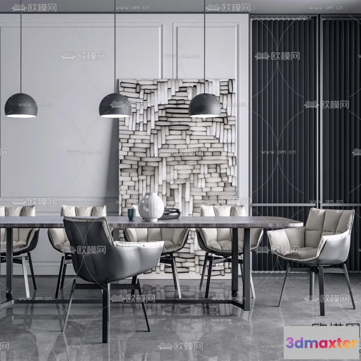 1575470 - Minimalist Style Interior 3D Blocks - Dining Room 3D Model - 233 3D Max