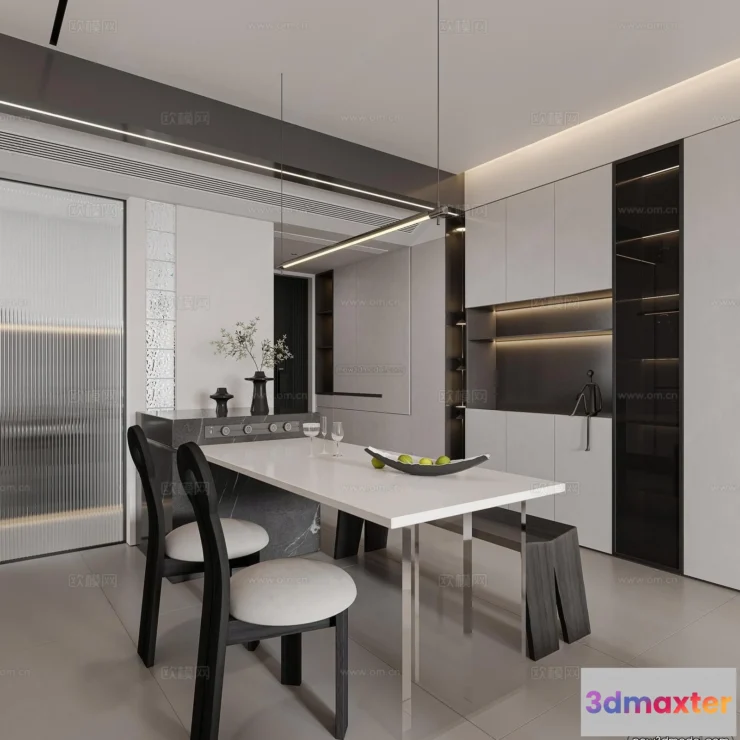 1575476 - Minimalist Style Interior 3D Blocks - Dining Room 3D Model - 236 3D Max