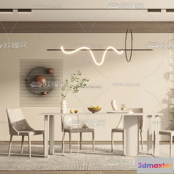 1575492 - Cream Style Interior 3D Blocks - Dining Room 3D Model - 173 3D Max