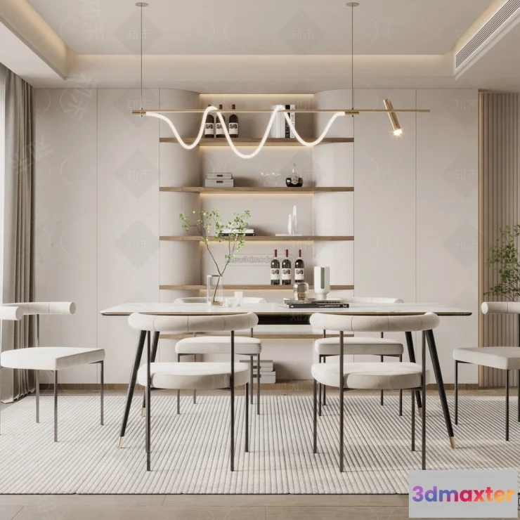 1575500 - Cream Style Interior 3D Blocks - Dining Room 3D Model - 177 3D Max