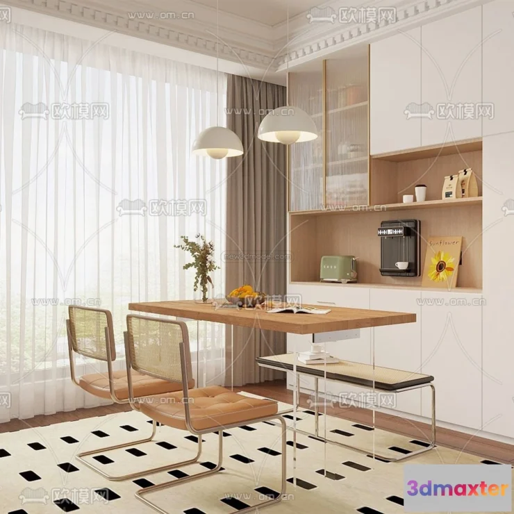 1575510 - Cream Style Interior 3D Blocks - Dining Room 3D Model - 182 3D Max