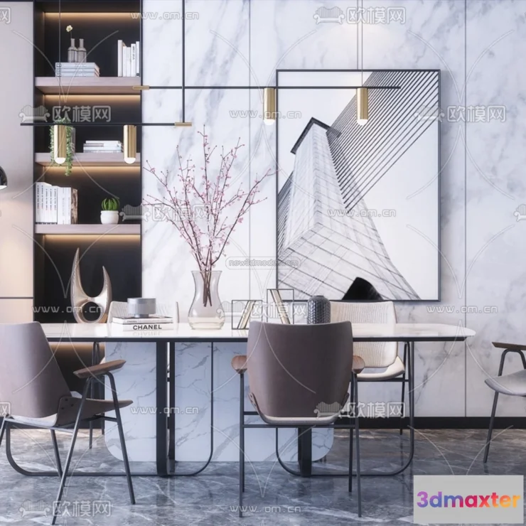 1575522 - Nordic Style Interior 3D Blocks - Dining Room 3D Model - 384 3D Max