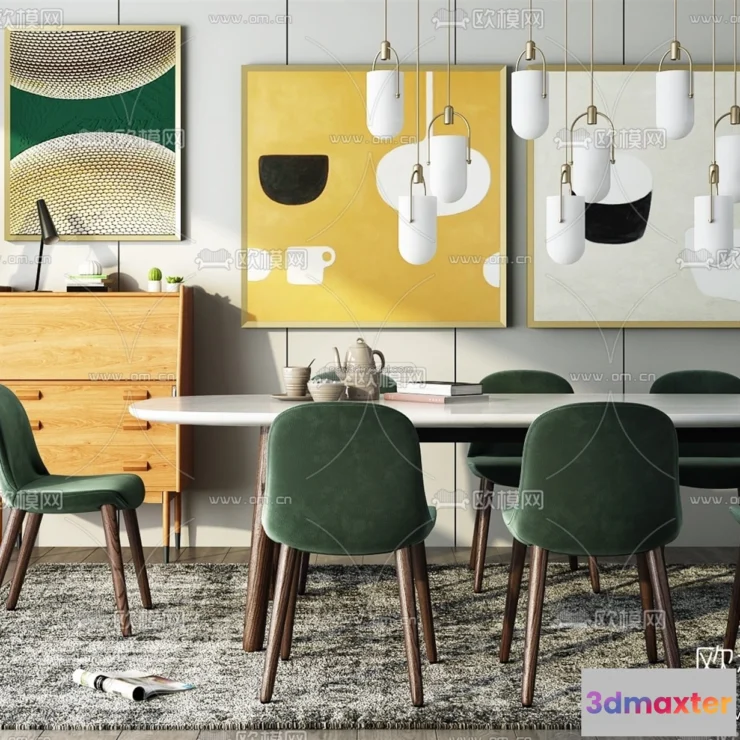 1575528 - Nordic Style Interior 3D Blocks - Dining Room 3D Model - 387 3D Max