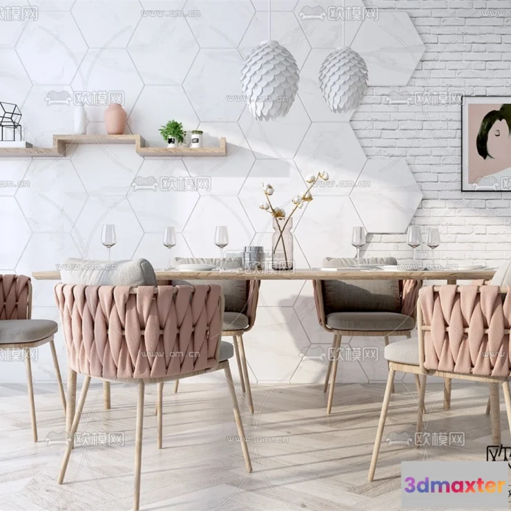 1575530 - Nordic Style Interior 3D Blocks - Dining Room 3D Model - 388 3D Max