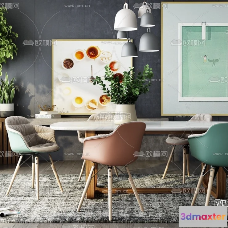 1575532 - Nordic Style Interior 3D Blocks - Dining Room 3D Model - 389 3D Max