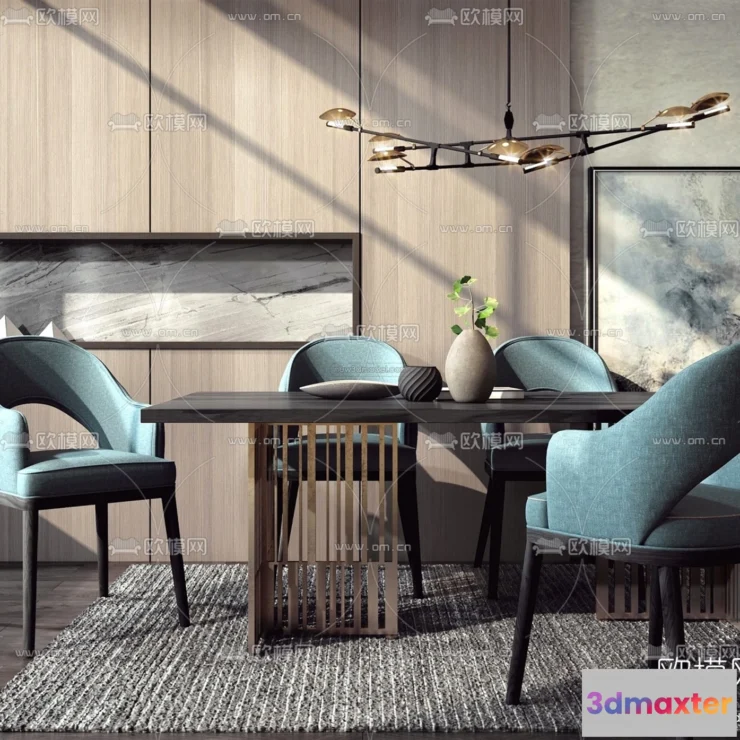 1575534 - Nordic Style Interior 3D Blocks - Dining Room 3D Model - 390 3D Max
