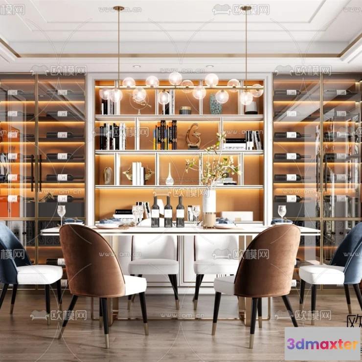 1575542 - Nordic Style Interior 3D Blocks - Dining Room 3D Model - 394 3D Max