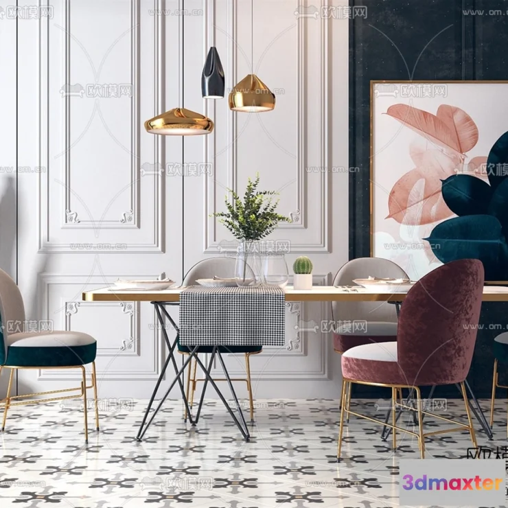 1575548 - Nordic Style Interior 3D Blocks - Dining Room 3D Model - 397 3D Max