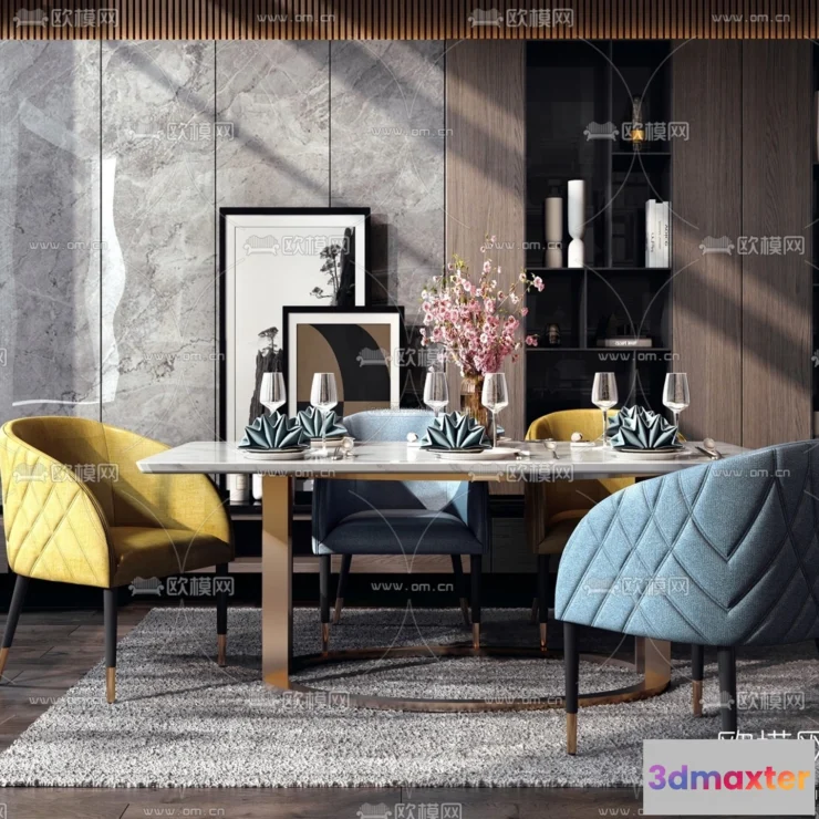 1575554 - Nordic Style Interior 3D Blocks - Dining Room 3D Model - 400 3D Max