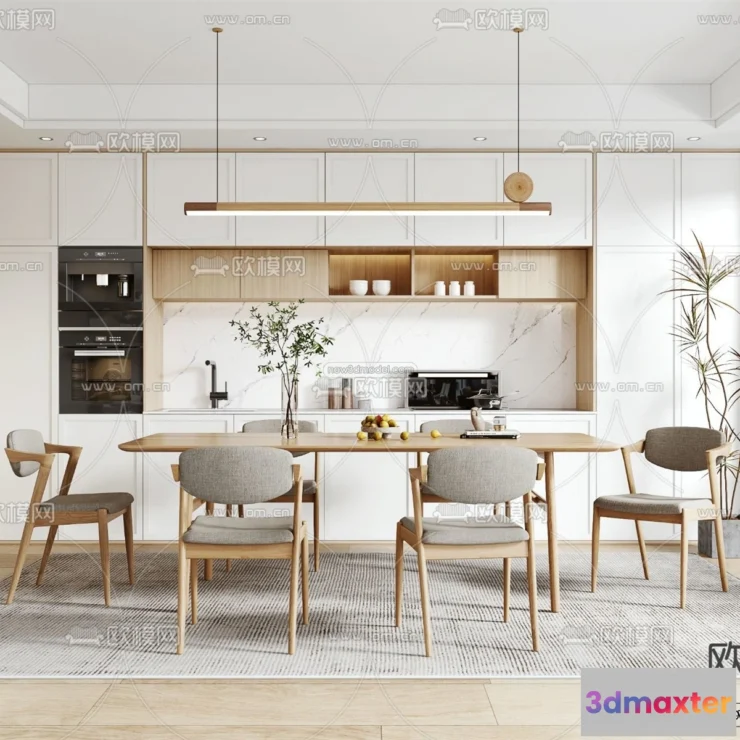 1575572 - Nordic Style Interior 3D Blocks - Dining Room 3D Model - 409 3D Max