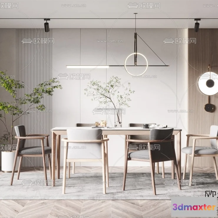 1575574 - Nordic Style Interior 3D Blocks - Dining Room 3D Model - 410 3D Max