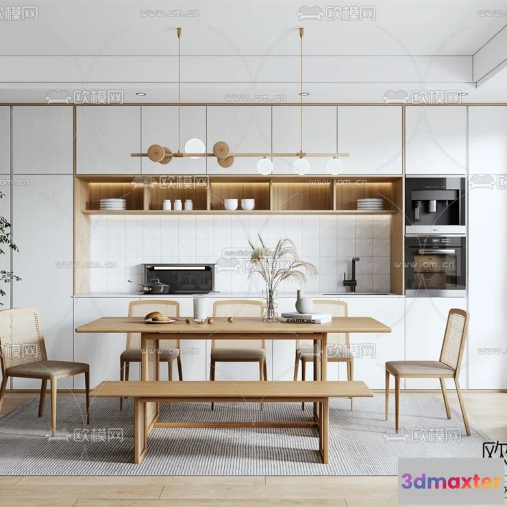 1575582 - Nordic Style Interior 3D Blocks - Dining Room 3D Model - 414 3D Max