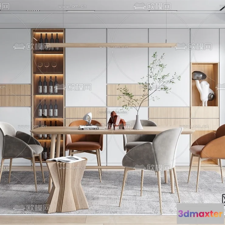 1575584 - Nordic Style Interior 3D Blocks - Dining Room 3D Model - 415 3D Max