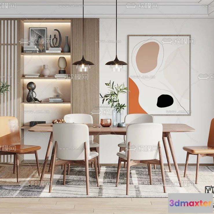1575586 - Nordic Style Interior 3D Blocks - Dining Room 3D Model - 416 3D Max