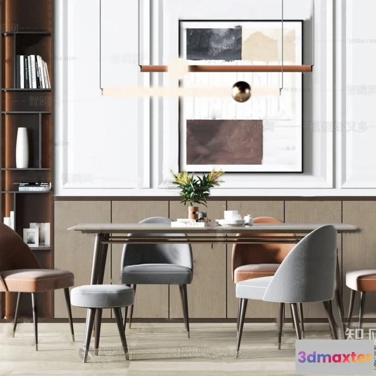 1575616 - Nordic Style Interior 3D Blocks - Dining Room 3D Model - 431 3D Max
