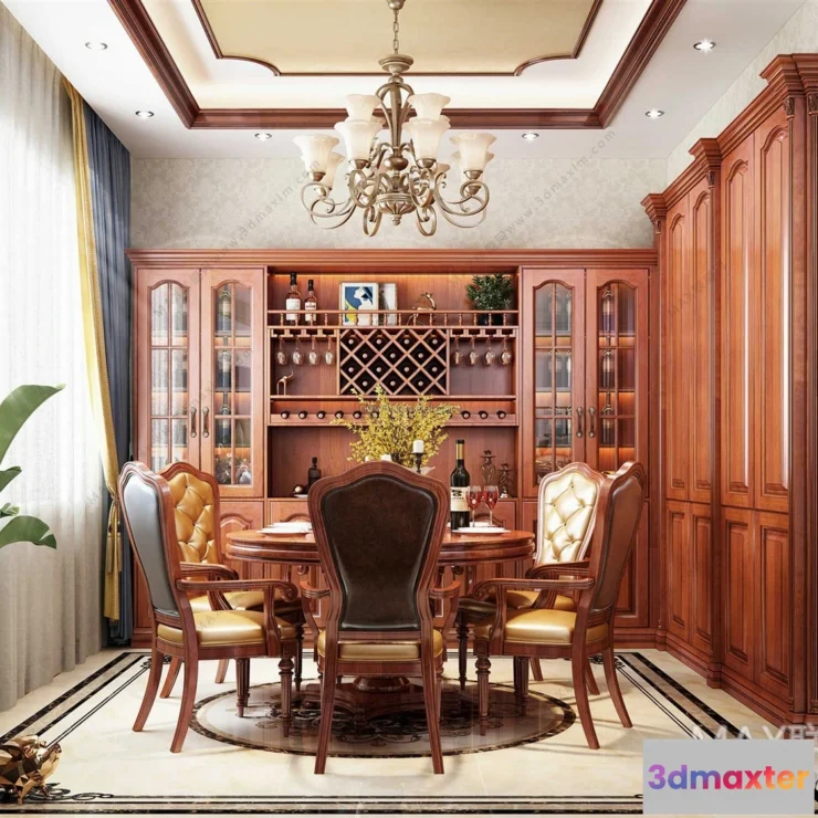 1575622 - Europe Style Interior 3D Blocks - Dining Room 3D Model - 187 3D Max