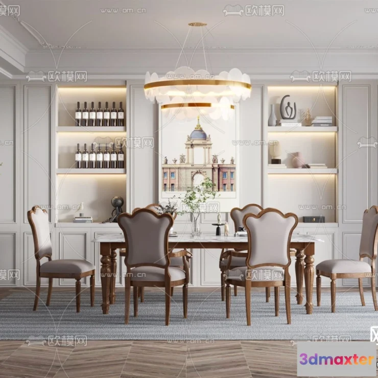 1575628 - Europe Style Interior 3D Blocks - Dining Room 3D Model - 190 3D Max