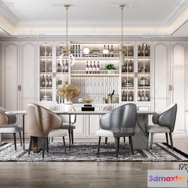 1575634 - Europe Style Interior 3D Blocks - Dining Room 3D Model - 193 3D Max