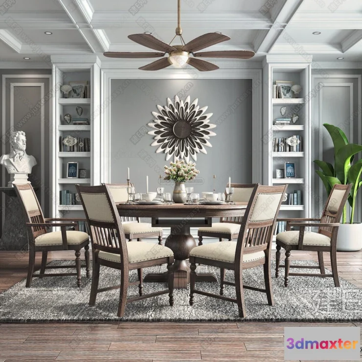 1575638 - Europe Style Interior 3D Blocks - Dining Room 3D Model - 195 3D Max