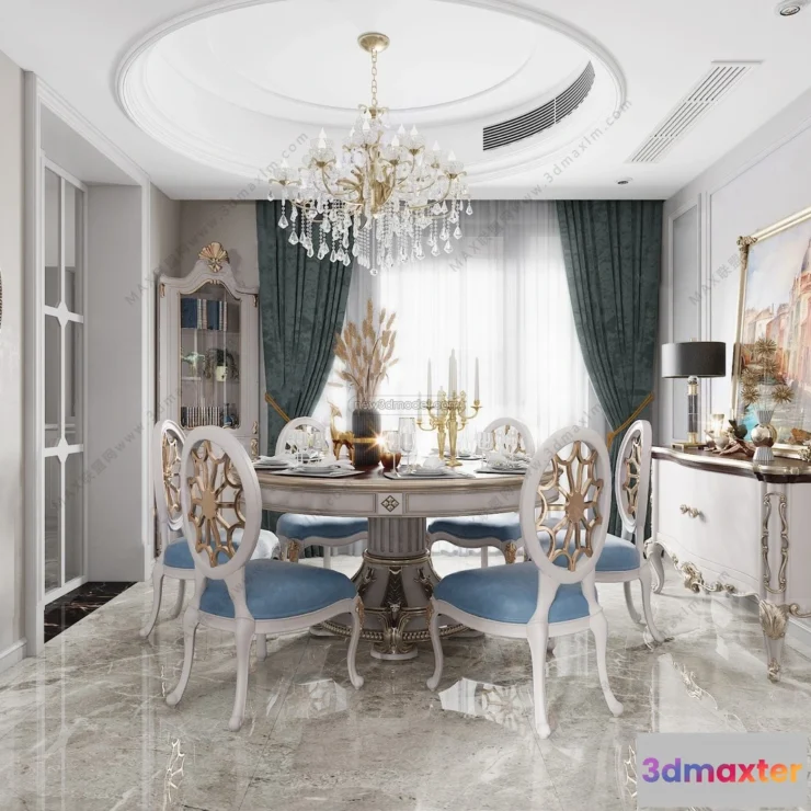 1575642 - Europe Style Interior 3D Blocks - Dining Room 3D Model - 197 3D Max