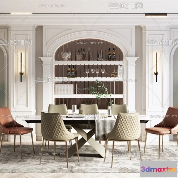 1575646 - Europe Style Interior 3D Blocks - Dining Room 3D Model - 199 3D Max