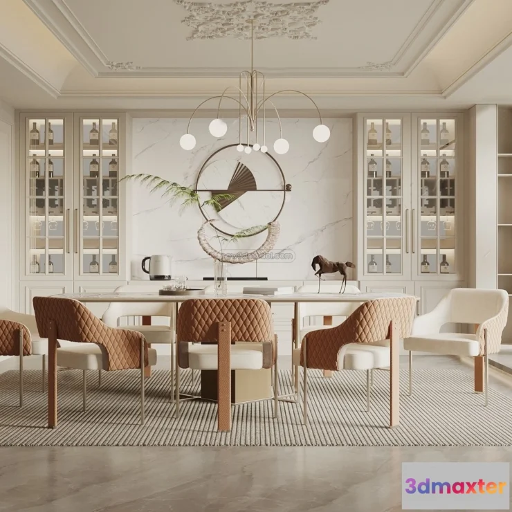 1575664 - Europe Style Interior 3D Blocks - Dining Room 3D Model - 208 3D Max