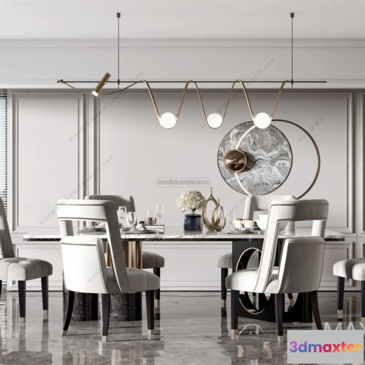 1575666 - Europe Style Interior 3D Blocks - Dining Room 3D Model - 209 3D Max