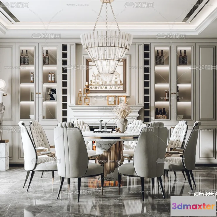 1575670 - Europe Style Interior 3D Blocks - Dining Room 3D Model - 211 3D Max