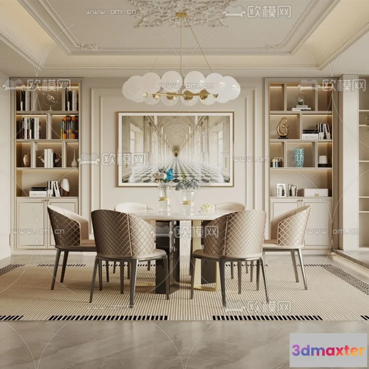 1575672 - Europe Style Interior 3D Blocks - Dining Room 3D Model - 212 3D Max