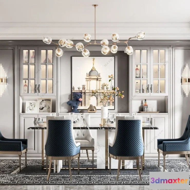 1575678 - Europe Style Interior 3D Blocks - Dining Room 3D Model - 215 3D Max