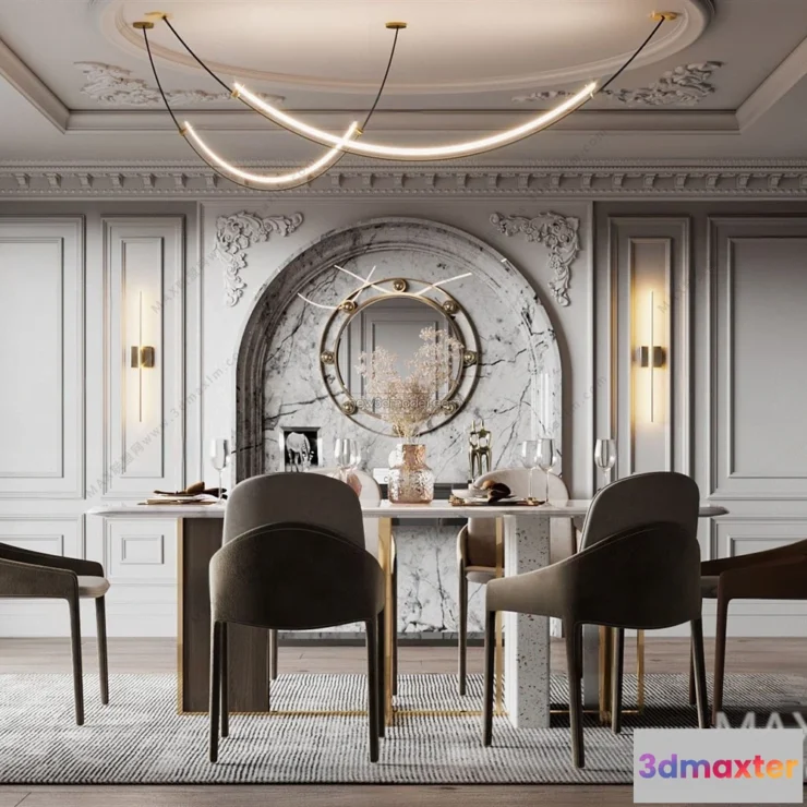 1575680 - Europe Style Interior 3D Blocks - Dining Room 3D Model - 216 3D Max