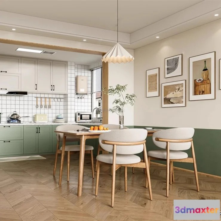 1575712 - Morandi Style Interior 3D Blocks - Dining 3D Scene - 184 3D Max