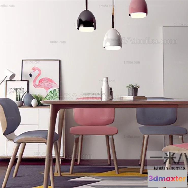 1575714 - Morandi Style Interior 3D Blocks - Dining 3D Scene - 185 3D Max