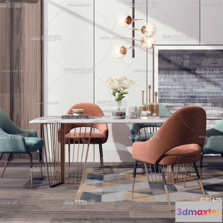 1575722 - Morandi Style Interior 3D Blocks - Dining 3D Scene - 189 3D Max