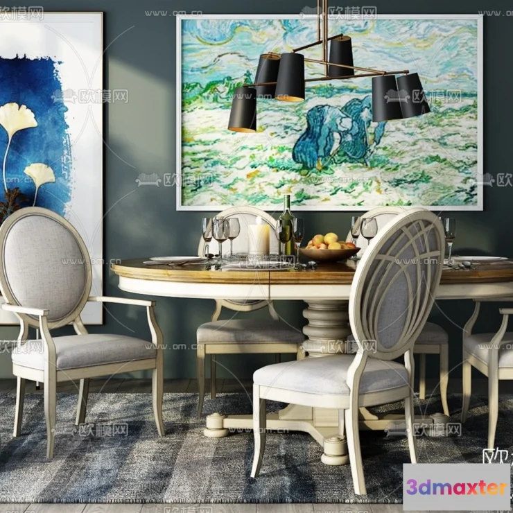 1575728 - Morandi Style Interior 3D Blocks - Dining 3D Scene - 192 3D Max