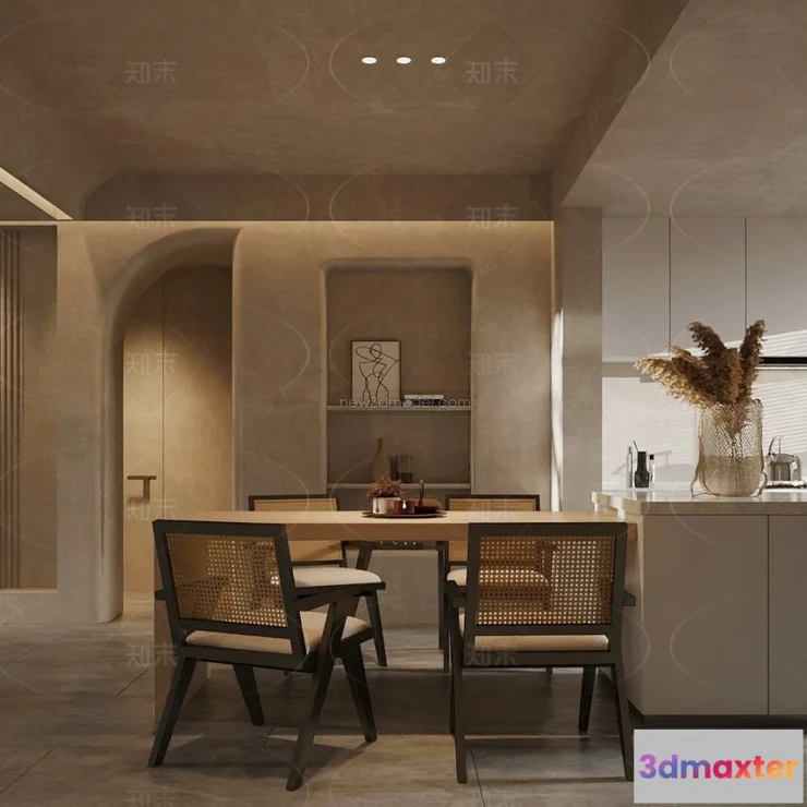 1575730 - Modern Style Interior 3D Blocks and 3D Models - Dining Room 3D Scene - 591 3D Max